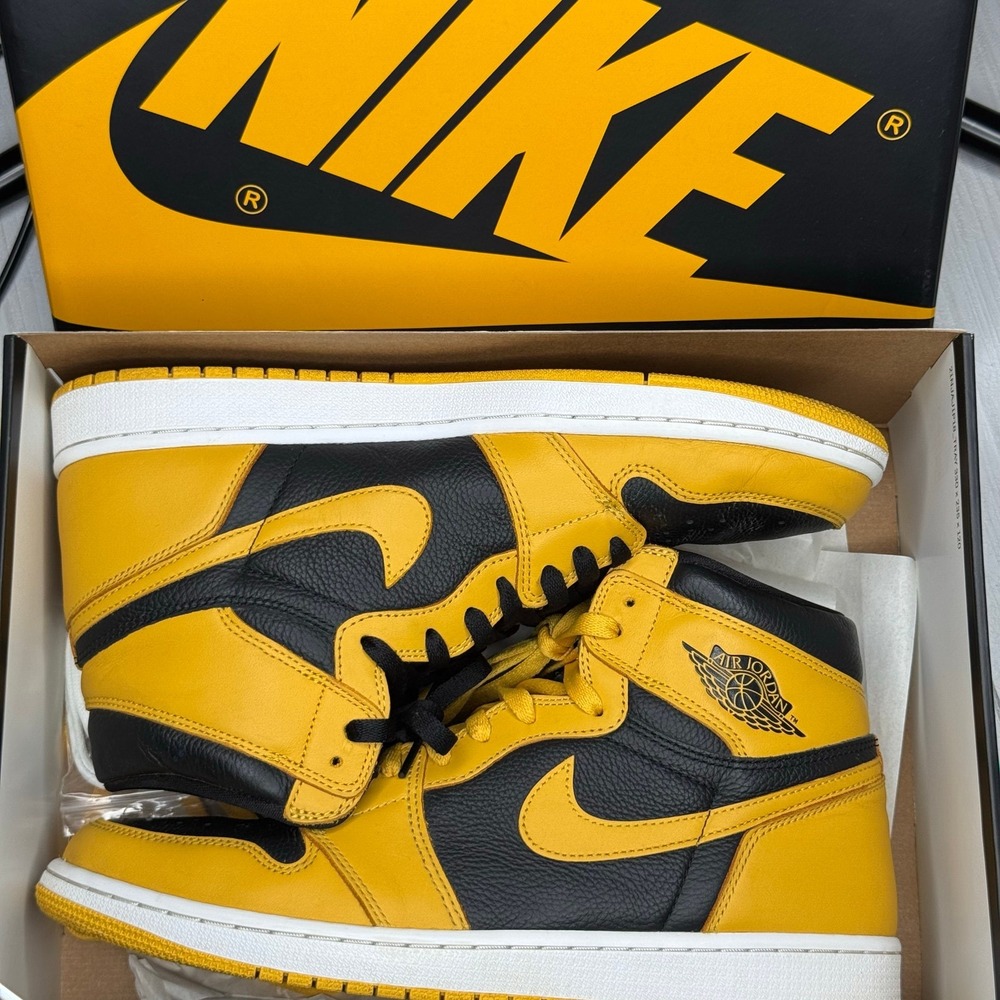 Air Jordan 1 Retro High OG Pollen Black Yellow‎ Sneakers Shoes - Size 12